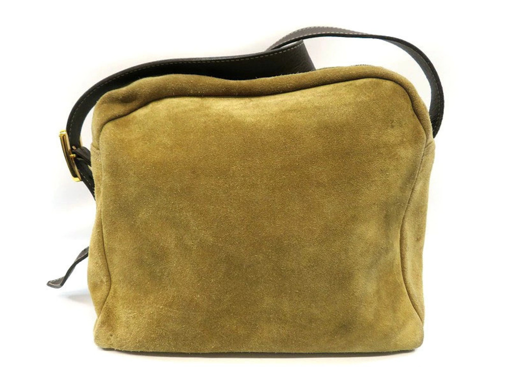 Loewe suede leather shoulder logo bag brown